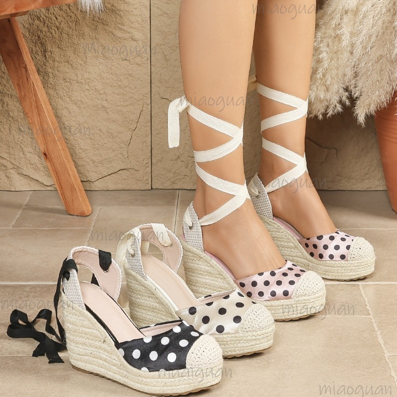 Wedge Espadrille Women - Nouvelles sandales compensées à pois pour