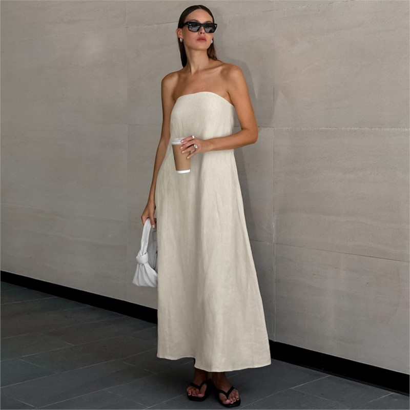Linen Dress Wrap - Robe longue en coton et lin