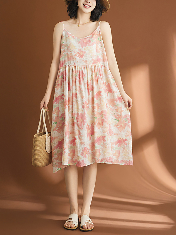 Linen Dress Wrap - Robe décontractée en coton et lin