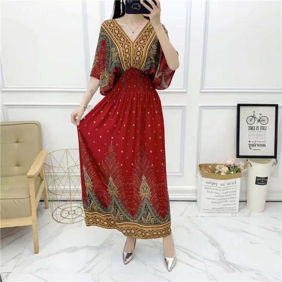 Midi Skirt Floral - Robe mi-longue style bohémien, romantique, douce,