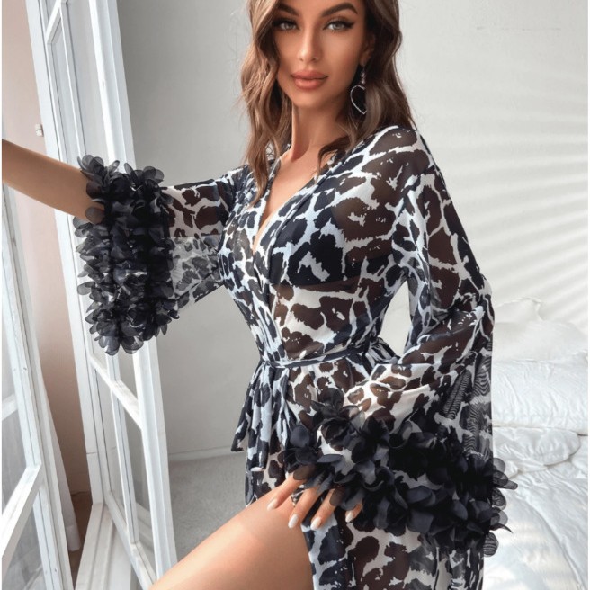 Robe Kimono Longue Transparent - Kimono Sheer Floral avis et prix