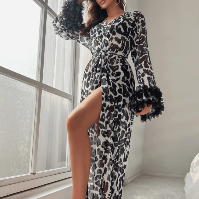 Robe Kimono Longue Transparent - Kimono Sheer Floral avis et prix