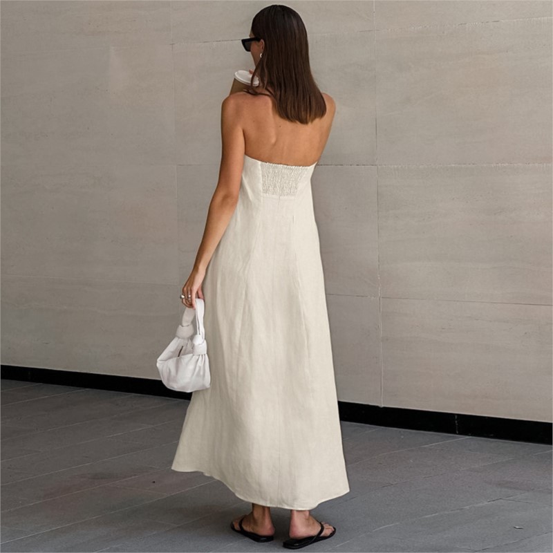 Robe longue en coton et lin po - Linen Dress Wrap avis et prix