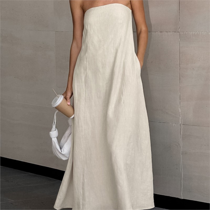 Robe longue en coton et lin po - Linen Dress Wrap avis et prix
