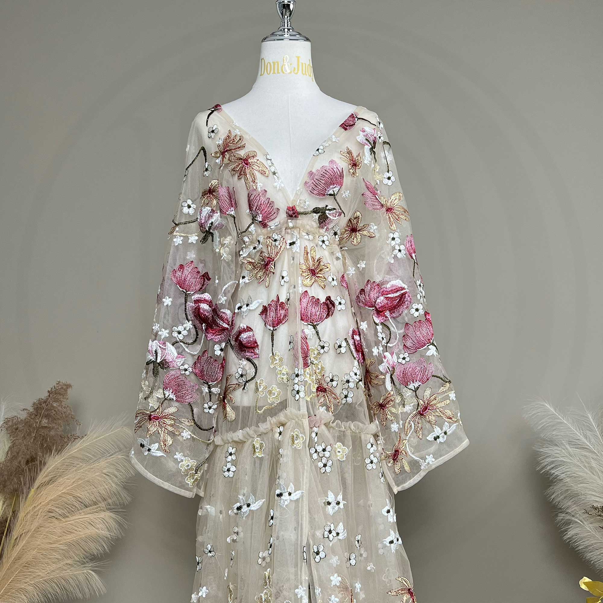 Robe de soirée style kimono tr - Kimono Sheer Floral avis et prix