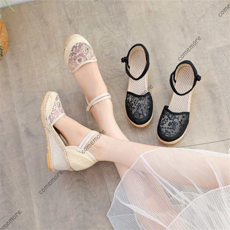 Sandales compensées en dentell - Wedge Espadrille Women avis et prix